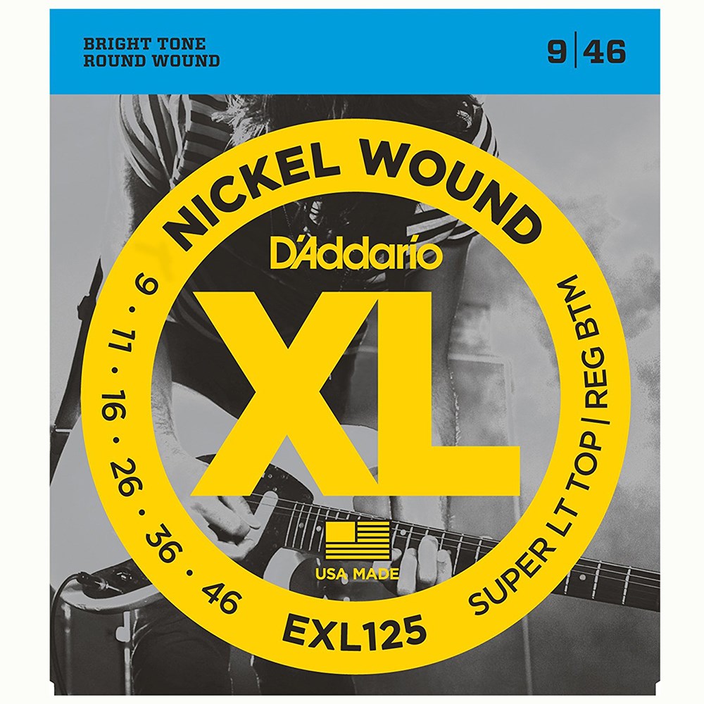 D'Addario EXL125 Nickel Wound Super Light Top/Regular Bottom 9-46