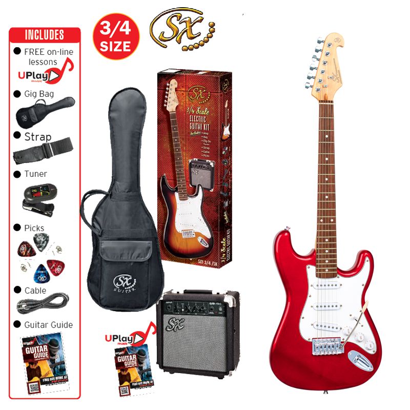SX 3/4 SIZE ELECTRIC GTR KIT CANDY APPLE RED SE1SK34CAR
