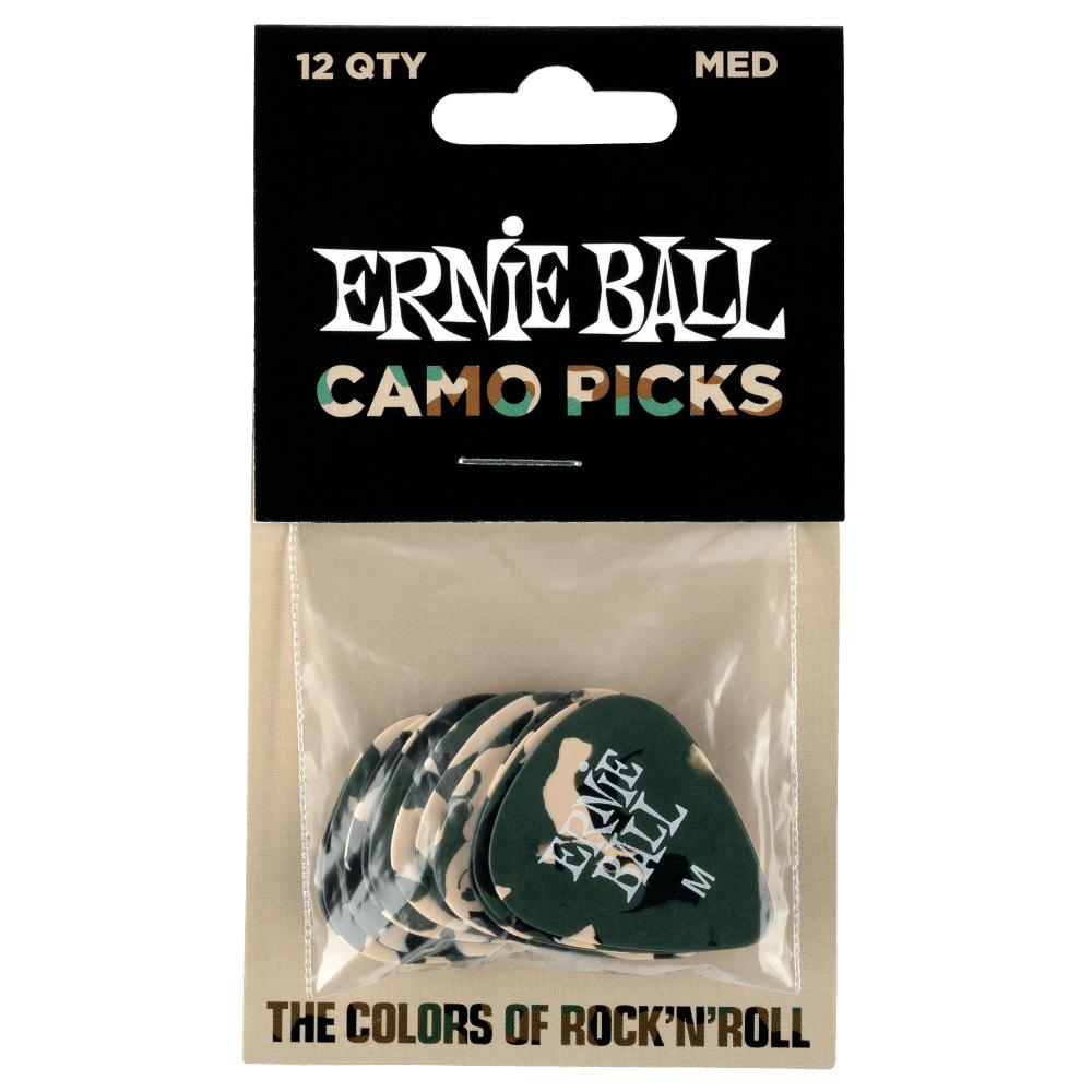 Ernie Ball Camouflage Cellulose Acetate Picks 12 Pack - Medium