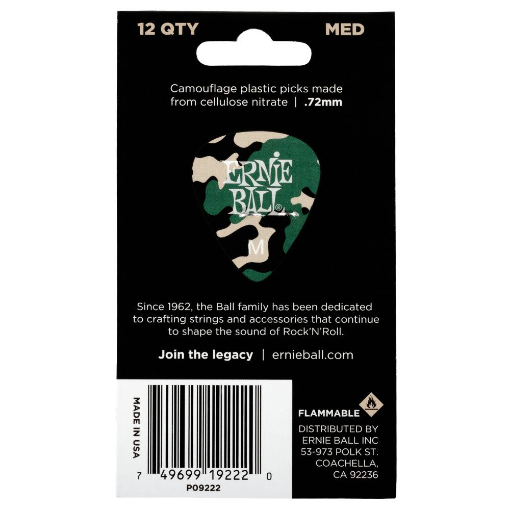 Ernie Ball Camouflage Cellulose Acetate Picks 12 Pack - Medium