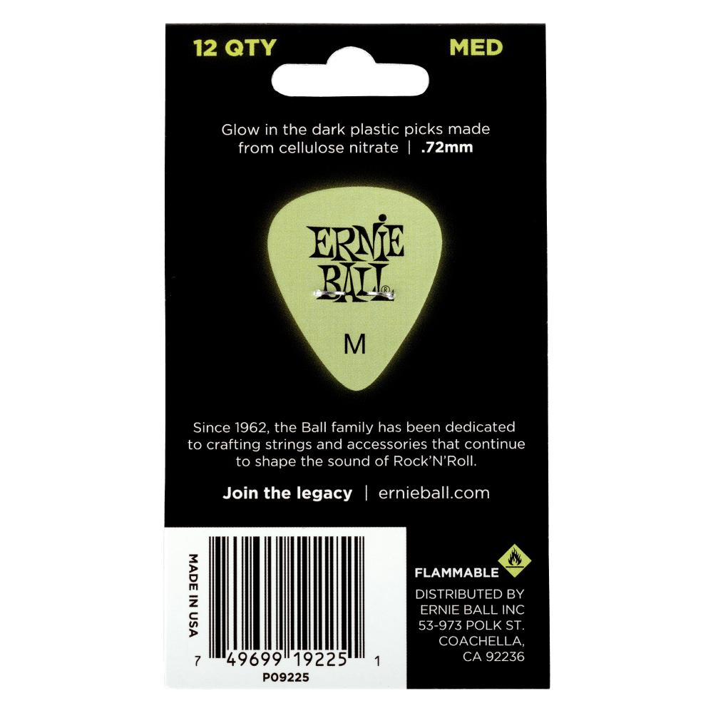 Ernie Ball Super Glow Cellulose Acetate Picks 12 Pack - Medium