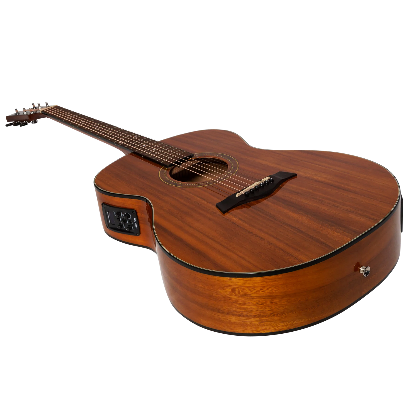 Sanchez Small Body Acoustic Guitar w/ Pickup, EQ & Tuner - Koa Gloss