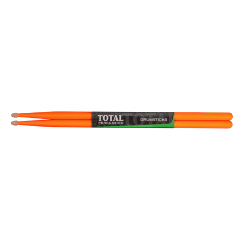 Total Percussion 5A Wood Tip Drum Sticks - Fluro Orange