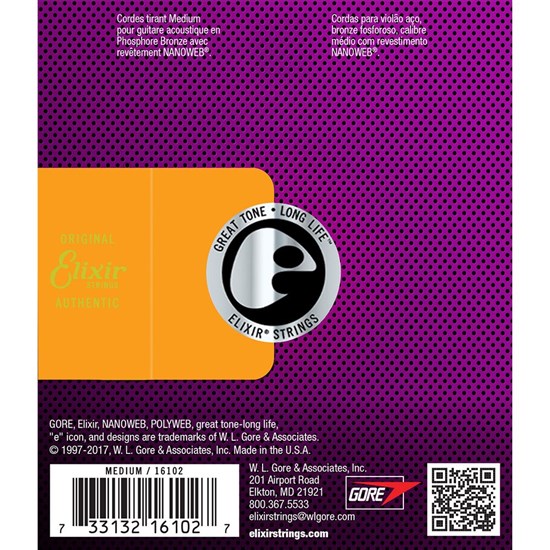 Elixir - Acoustic Phosphor Bronze Nanoweb Medium 13-56