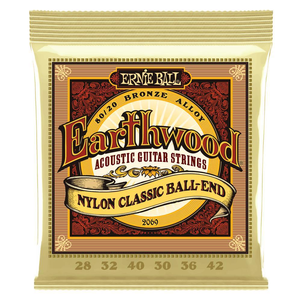 Earthwood Folk Nylon Strings, Clear & Gold Ball End 80/20