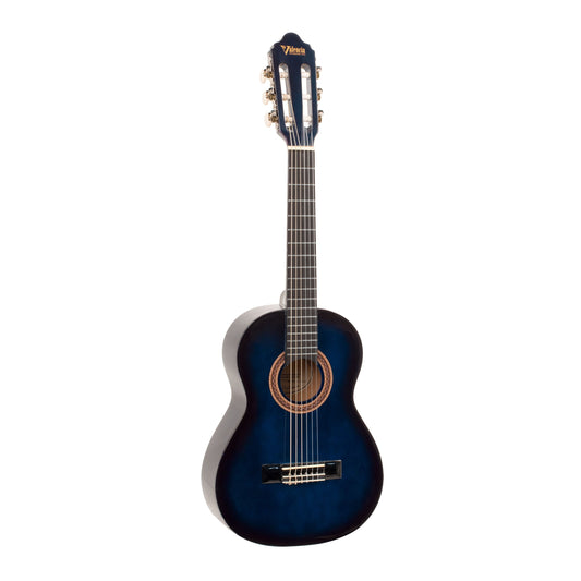 Valencia Beginner Nylon String Classical Guitar 1/2 Size - Blue