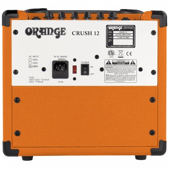 Orange Crush 12 Combo Guitar Amp, Rear View, Power Input, Power Switch