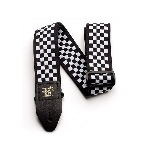 Ernie Ball Premium Black & White Checked Polypro Guitar Strap 41"-72"