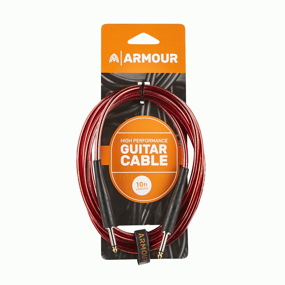 Armour GC10R Guitar Cable 10Ft - Transparent Red
