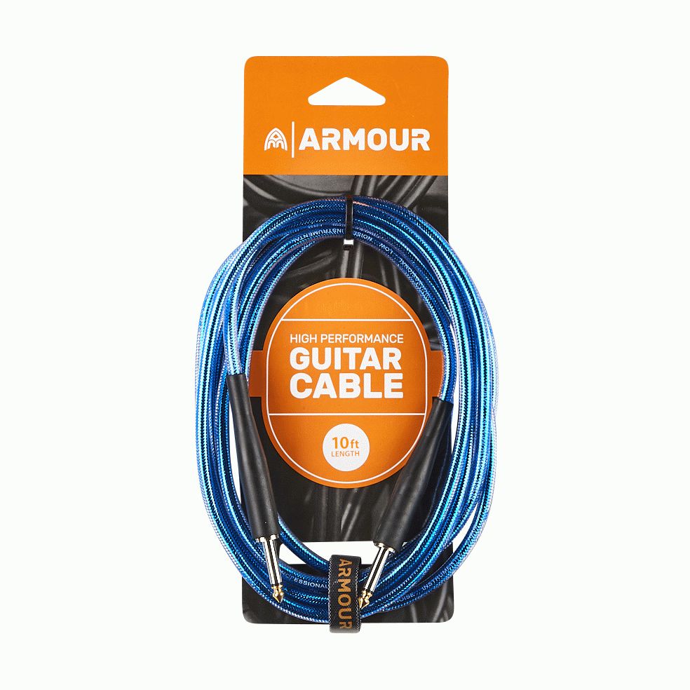 Armour GC10B Guitar Cable 10Ft - Transparent Blue