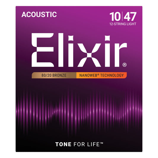 Elixir - Acoustic 12-String 80/20 Nanoweb Light 10-47
