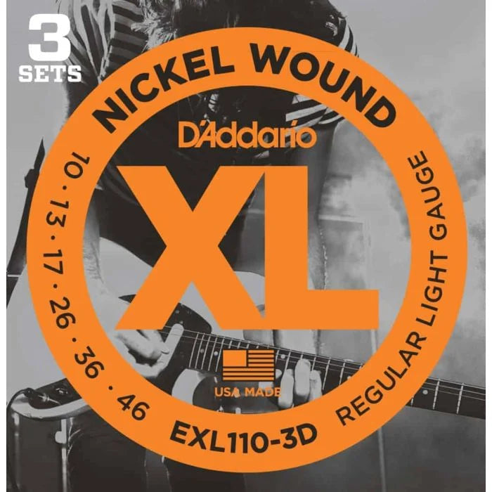 D'Addario EXL110 Nickel Wound Regular Light 10-46 - 3 Pack