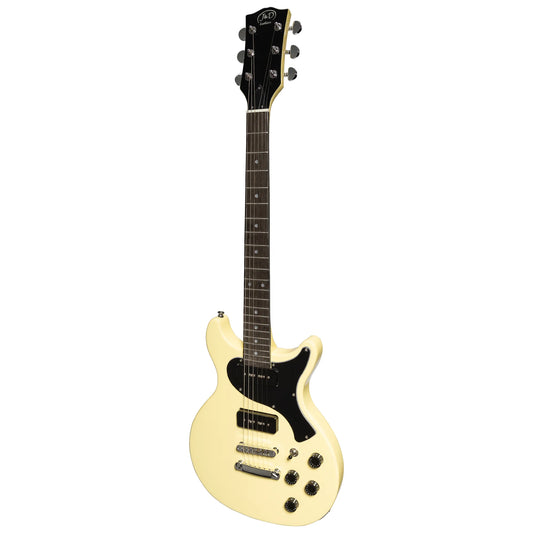 J&D Luthiers Double-Cut 2xHB Electric Guitar - Cream