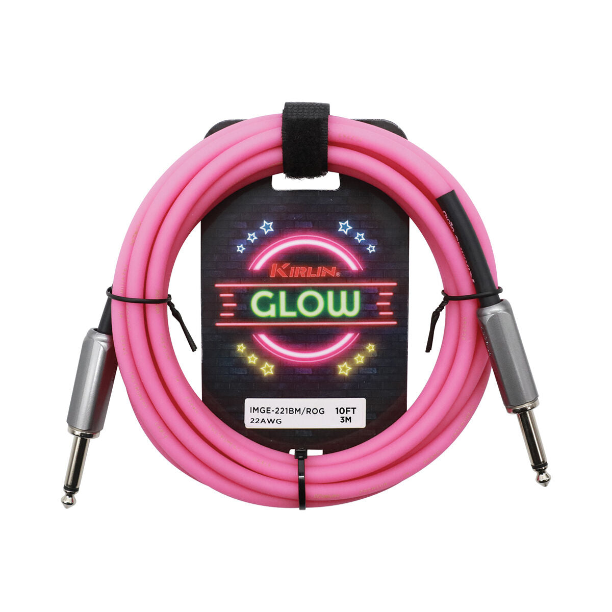 Kirlin 10ft Glow Guitar Cable Pink (Rose Glow)