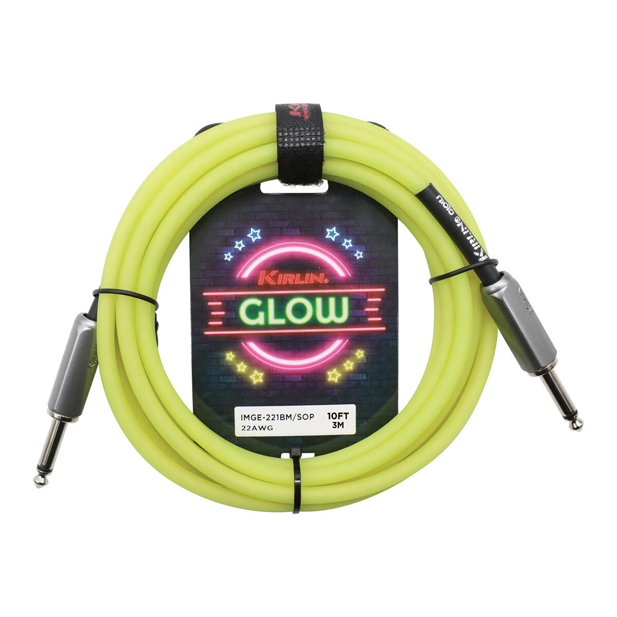 Kirlin 10ft Glow Guitar Cable Yellow (Solar Pop)