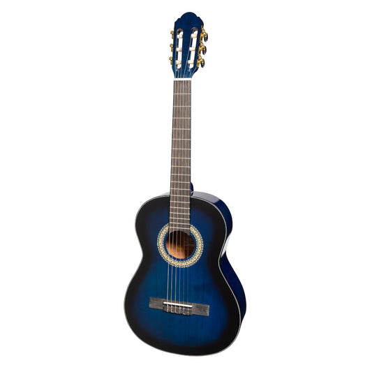 Martinez 3/4 Size Electric Classical Guitar with Tuner (Blue-Gloss)