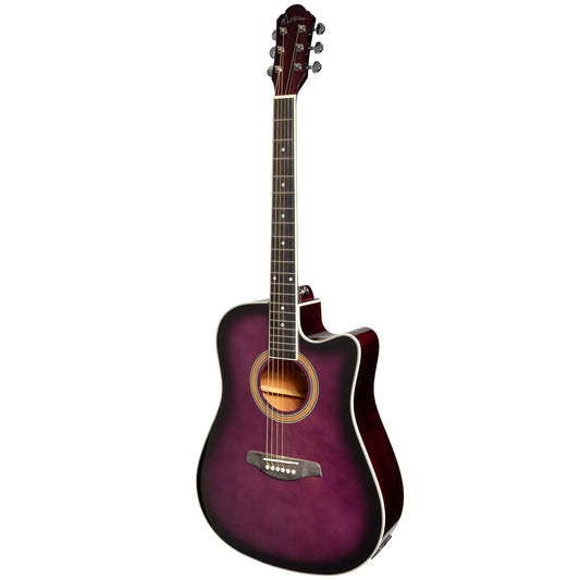 Martinez '41 Series' Dreadnought Acoustic Guitar. (Gloss Purple Burst)