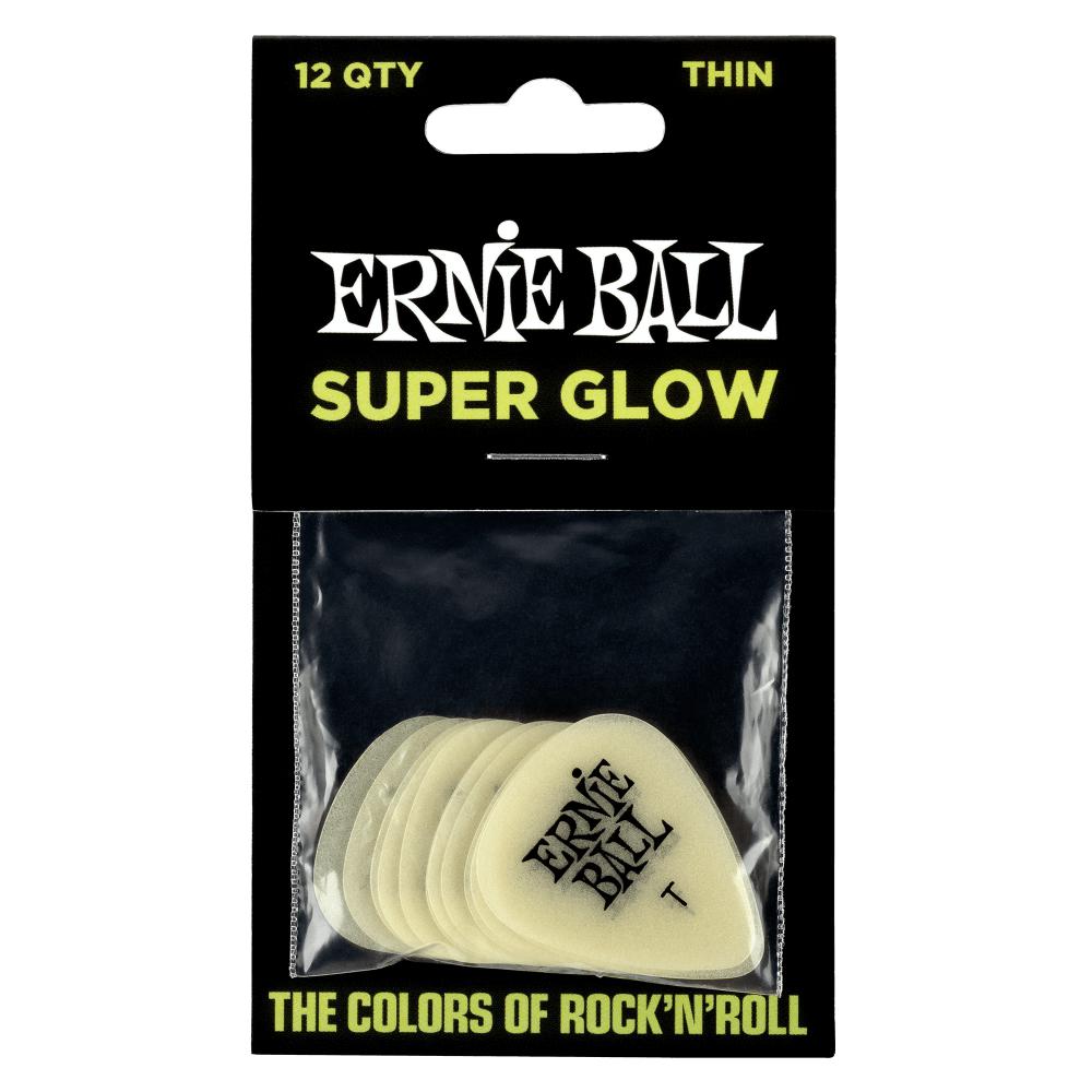 Ernie Ball Super Glow Cellulose Acetate Picks 12 Pack - Thin