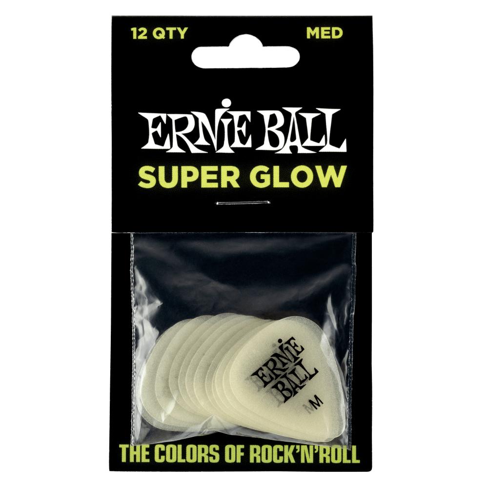 Ernie Ball Super Glow Cellulose Acetate Picks 12 Pack - Medium