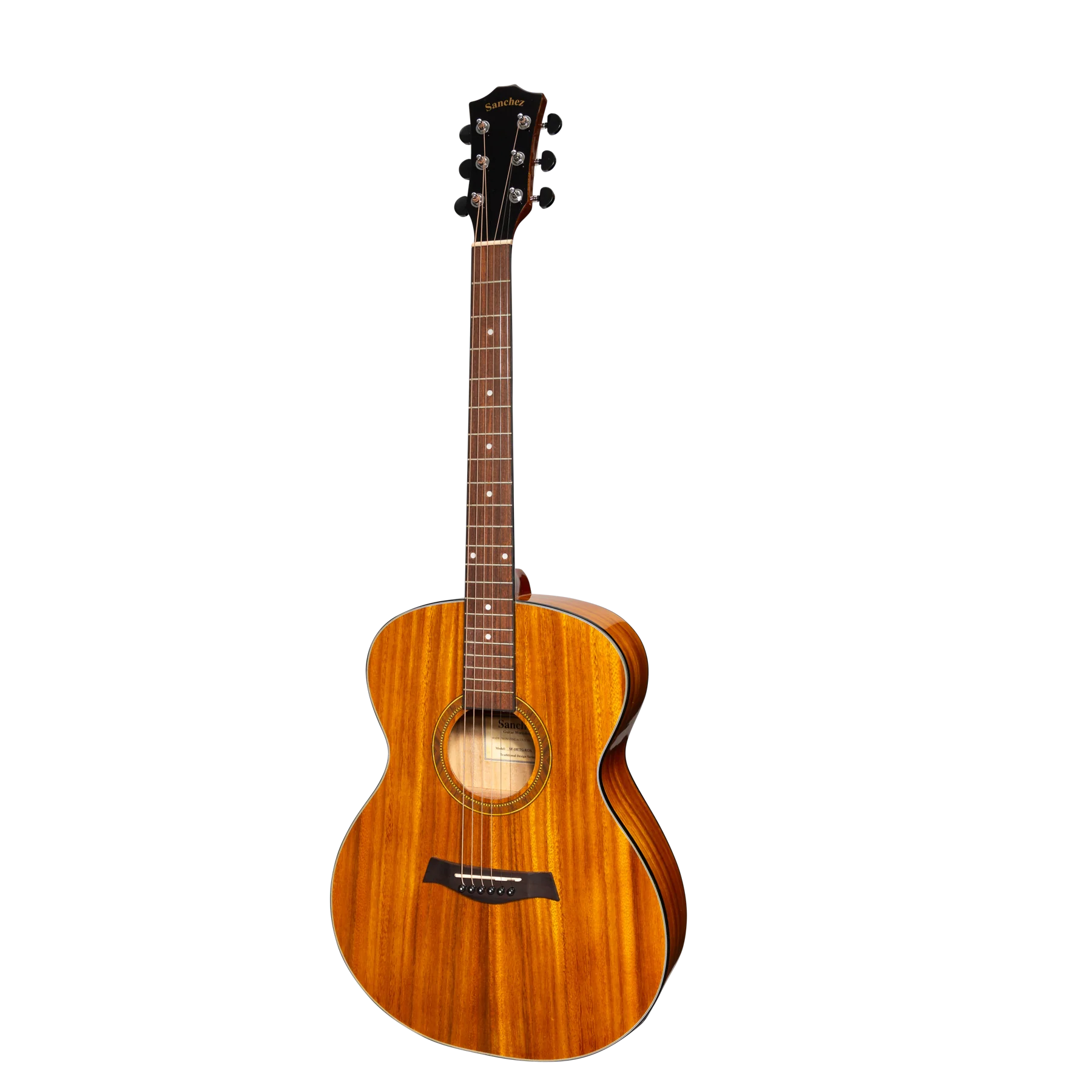 Sanchez Small Body Acoustic Guitar w/ Pickup, EQ & Tuner - Koa Gloss