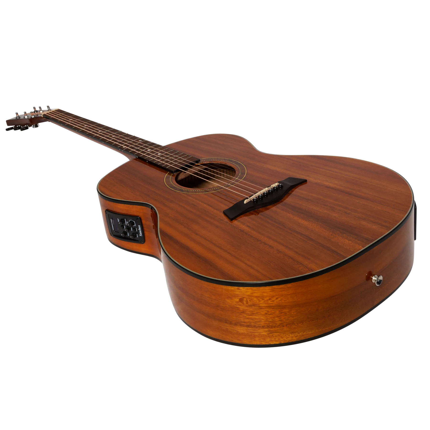 Sanchez Small Body Acoustic Guitar w/ Pickup, EQ & Tuner - Koa Gloss