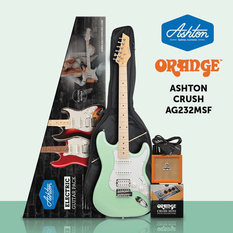 Ashton Electric Guitar W/ Crush Mini - Metallic Sea Foam Green