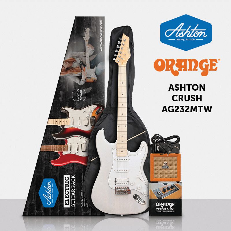 Ashton Electric Guitar W/ Crush Mini - Metallic Translucent White