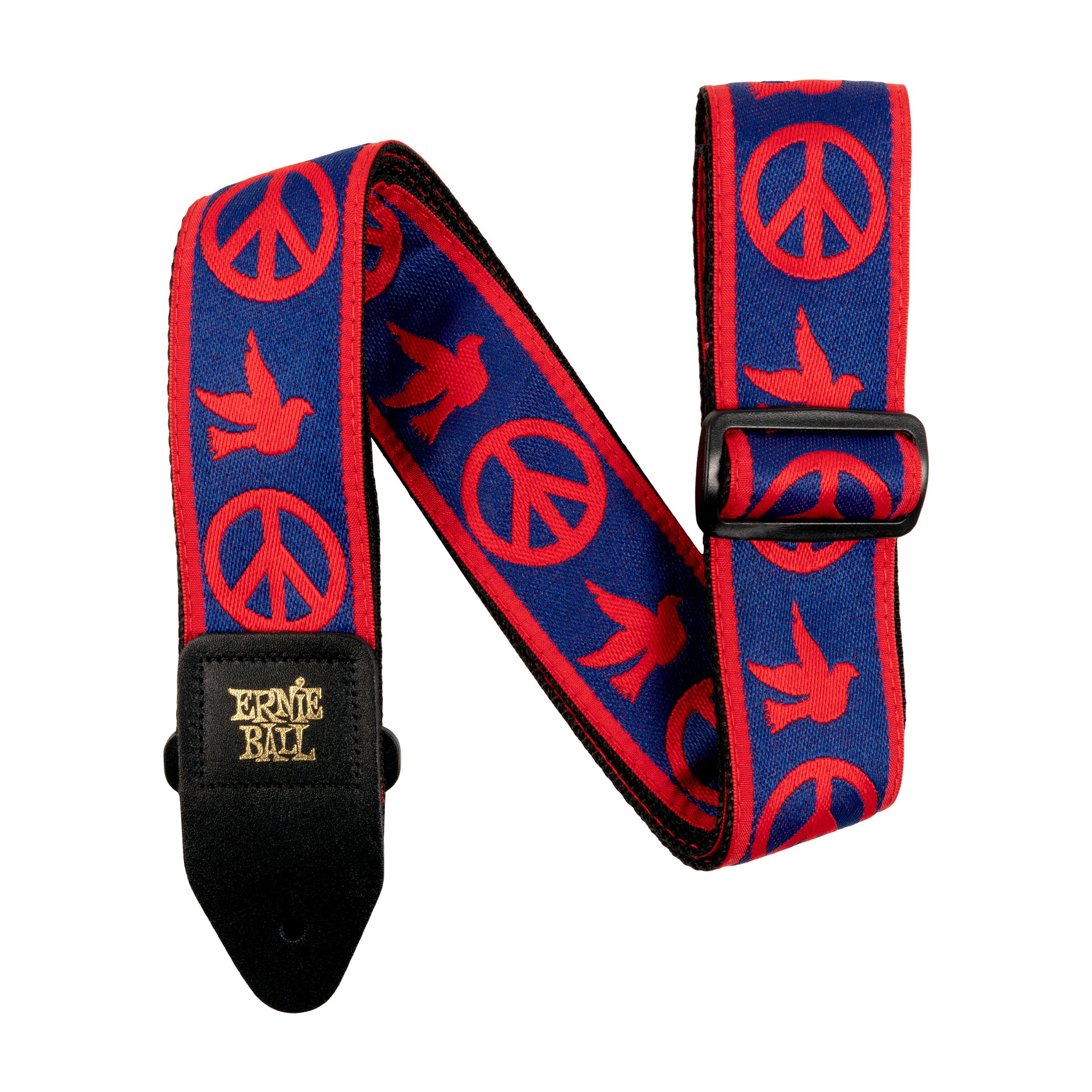 Ernie Ball Jacquard Guitar Strap - Red and Blue Peace Love Dove