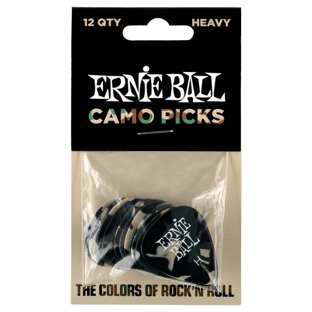 Ernie Ball Camouflage Cellulose Acetate Picks 12 Pack - Heavy