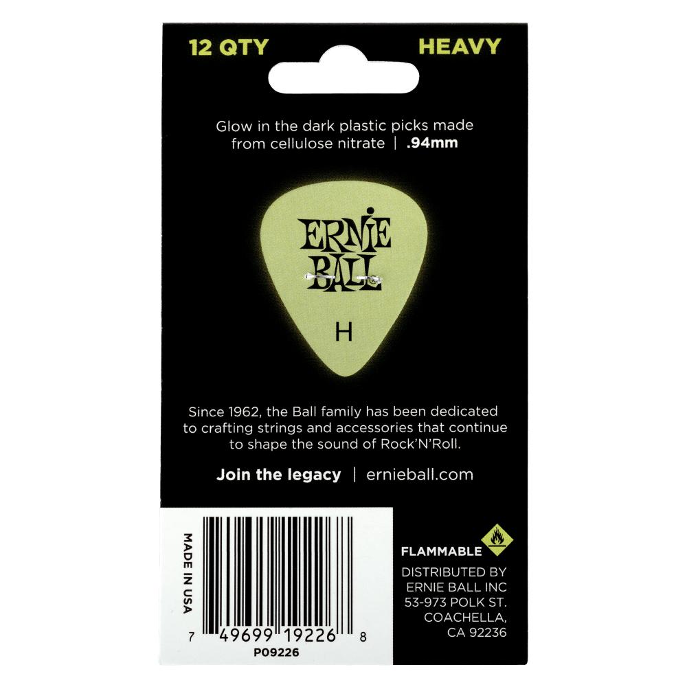 Ernie Ball Super Glow Cellulose Acetate Picks 12 Pack - Heavy