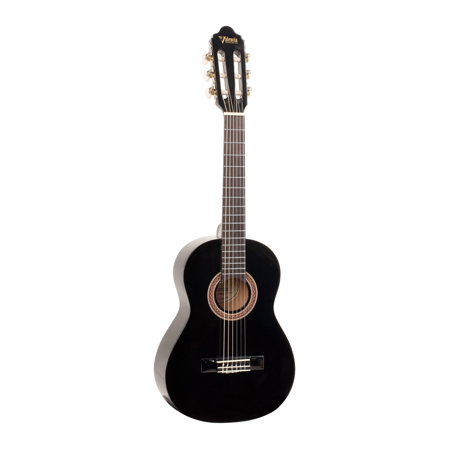 Valencia - Beginner Nylon String Classical Guitar 1/2 size Black