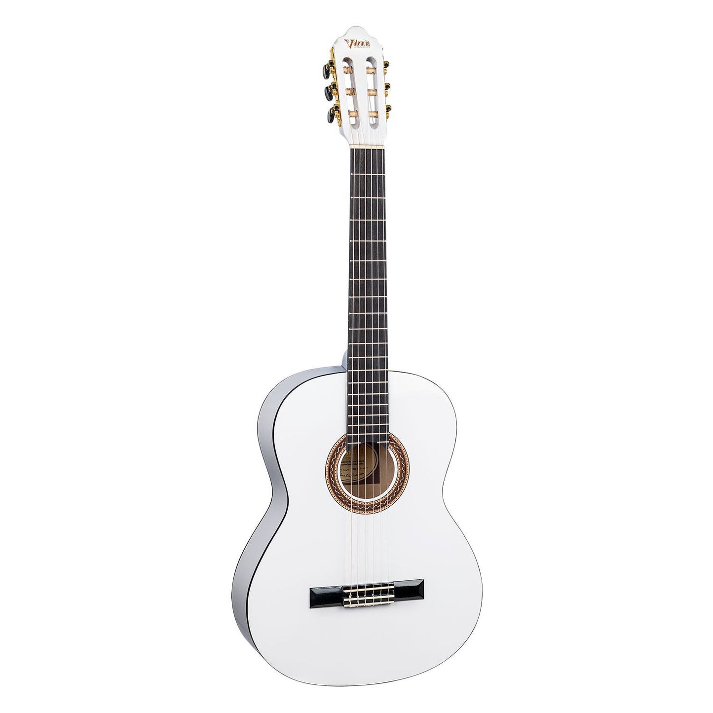 Valencia - Beginner Nylon String Classical Guitar 4/4 size White