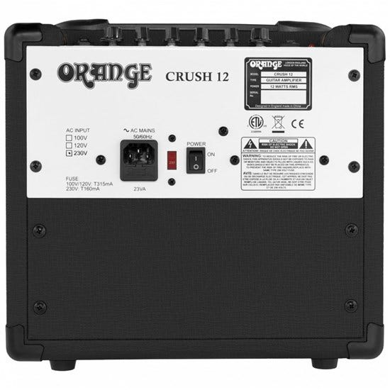 Orange Crush 12 Combo Guitar Amp Black, Rear View, Power Input, Power Switch