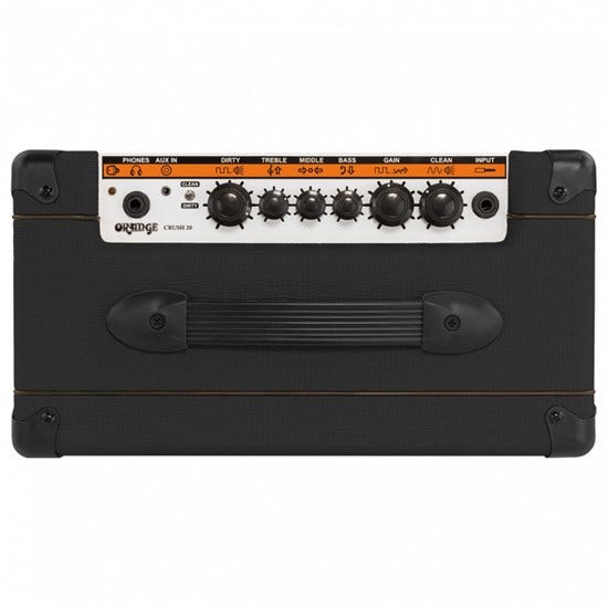 Orange Crush 20 BK Black Combo Amplifier, Top View, Input, Controls